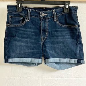 Levi’s Stretch Dark-Wash Denim Cuffed Jean Shorts Size 30 Waist